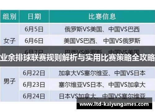 业余排球联赛规则解析与实用比赛策略全攻略