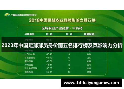 2023年中国足球球员身价前五名排行榜及其影响力分析