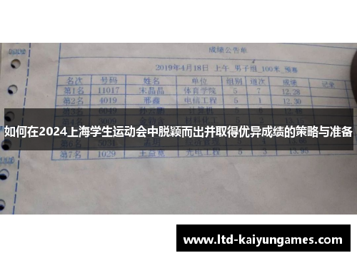 如何在2024上海学生运动会中脱颖而出并取得优异成绩的策略与准备